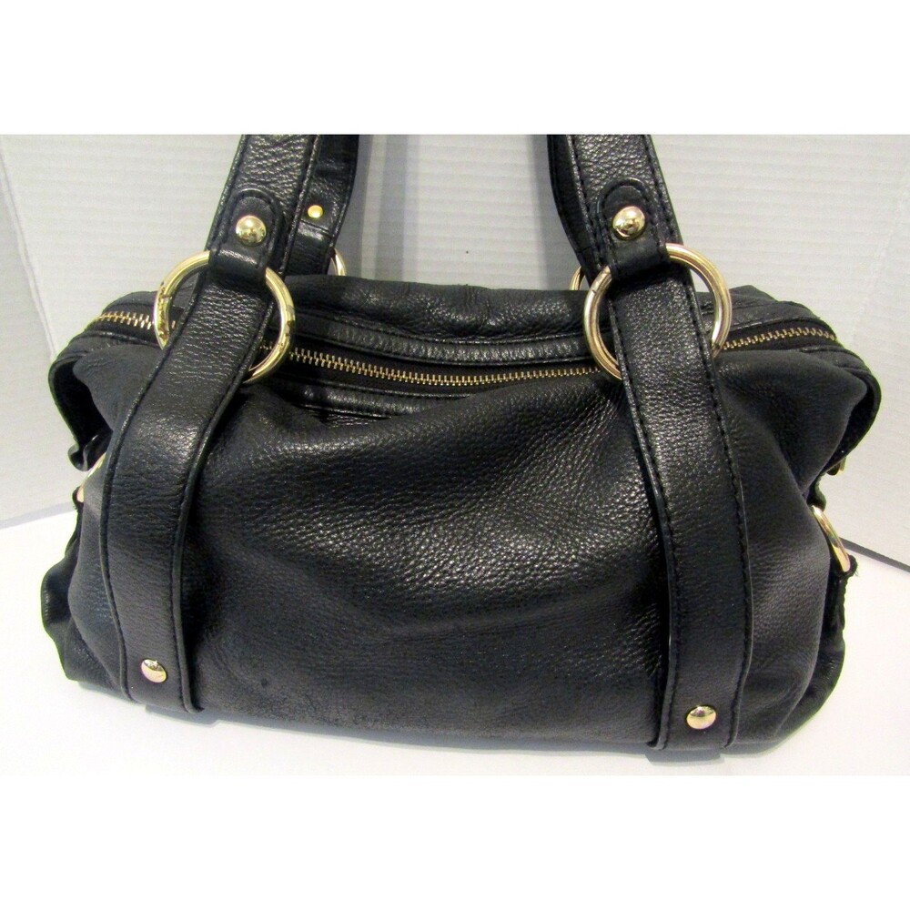 Michael Kors Satchel Bag Fulton Black Pebbled Leather Shoulder Bag Purse - Picture 8 of 12
